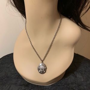 Vintage VCLM Silver Necklace Skull Locket Pendant